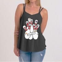 Cartoon Bowling Scared Bowling Pins Funny Sport Bowler Women's Strappy Tank