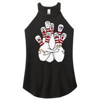 Cartoon Bowling Scared Bowling Pins Funny Sport Bowler Women's Perfect Tri Rocker Tank