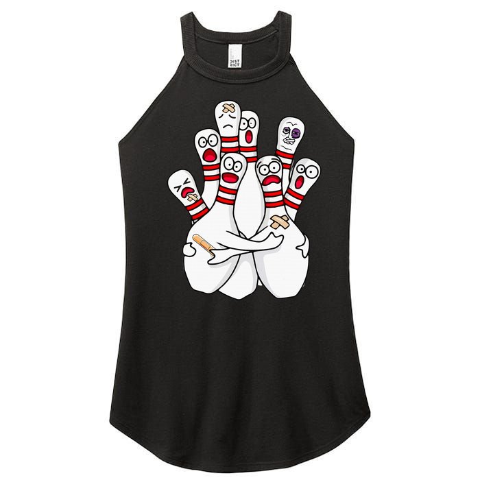 Cartoon Bowling Scared Bowling Pins Funny Sport Bowler Women's Perfect Tri Rocker Tank