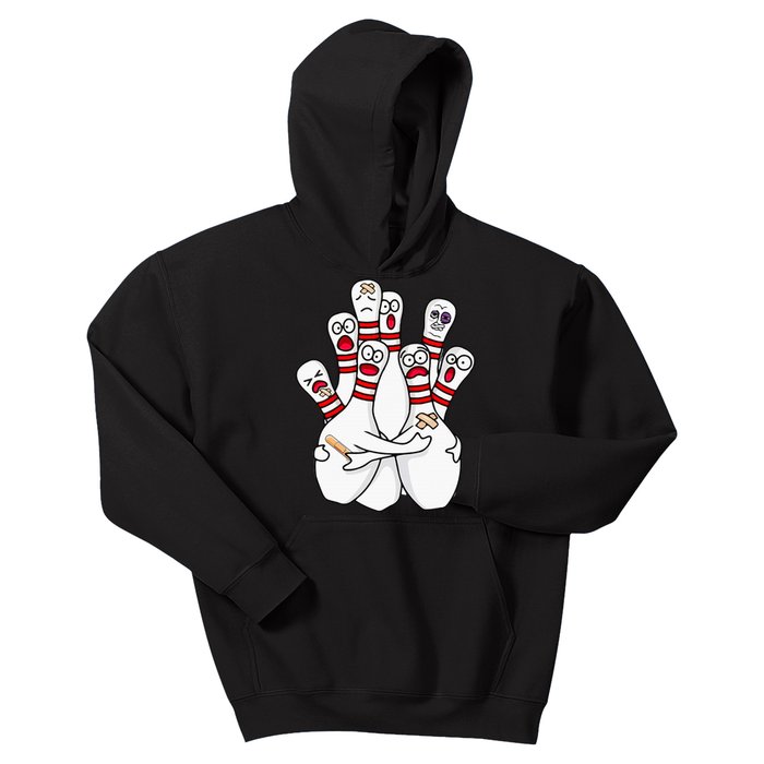 Cartoon Bowling Scared Bowling Pins Funny Sport Bowler Kids Hoodie