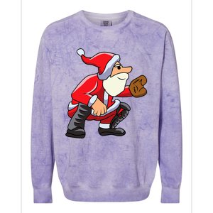 Catcher Baseball Santa Christmas Sport Xmas Pajama Funny Gift Colorblast Crewneck Sweatshirt