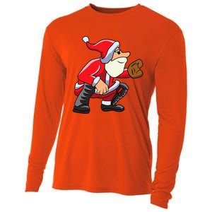 Catcher Baseball Santa Christmas Sport Xmas Pajama Funny Gift Cooling Performance Long Sleeve Crew