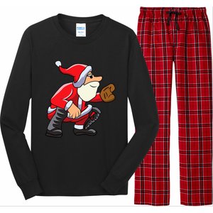 Catcher Baseball Santa Christmas Sport Xmas Pajama Funny Gift Long Sleeve Pajama Set