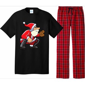 Catcher Baseball Santa Christmas Sport Xmas Pajama Funny Gift Pajama Set