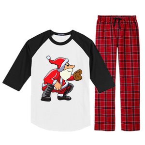 Catcher Baseball Santa Christmas Sport Xmas Pajama Funny Gift Raglan Sleeve Pajama Set