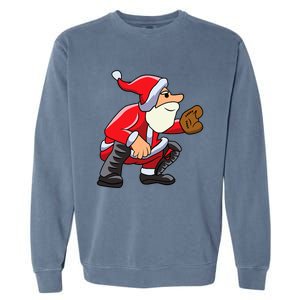 Catcher Baseball Santa Christmas Sport Xmas Pajama Funny Gift Garment-Dyed Sweatshirt