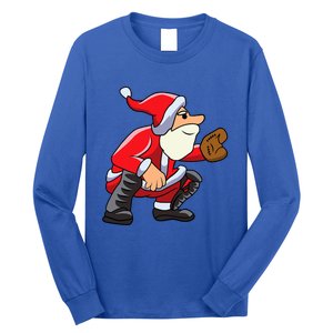 Catcher Baseball Santa Christmas Sport Xmas Pajama Funny Gift Long Sleeve Shirt