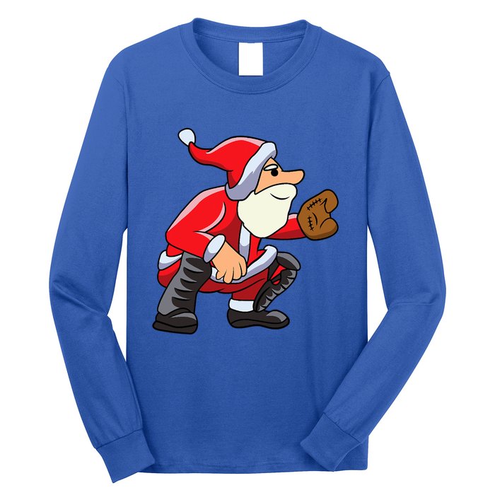 Catcher Baseball Santa Christmas Sport Xmas Pajama Funny Gift Long Sleeve Shirt