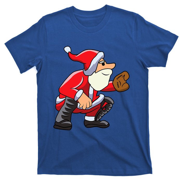 Catcher Baseball Santa Christmas Sport Xmas Pajama Funny Gift T-Shirt