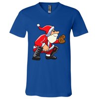 Catcher Baseball Santa Christmas Sport Xmas Pajama Funny Gift V-Neck T-Shirt