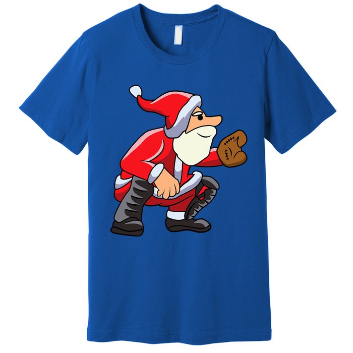 Catcher Baseball Santa Christmas Sport Xmas Pajama Funny Gift Premium T-Shirt