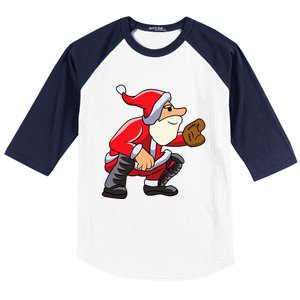 Catcher Baseball Santa Christmas Sport Xmas Pajama Funny Gift Baseball Sleeve Shirt