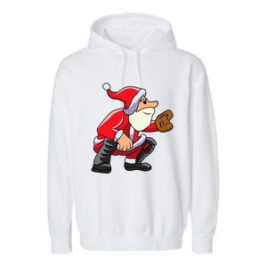 Catcher Baseball Santa Christmas Sport Xmas Pajama Funny Gift Garment-Dyed Fleece Hoodie