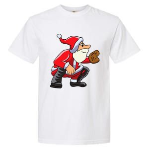 Catcher Baseball Santa Christmas Sport Xmas Pajama Funny Gift Garment-Dyed Heavyweight T-Shirt