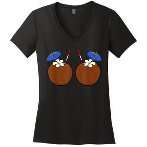 Coconut Bra Summer Season Swimming Beach Lover Women's V-Neck T-Shirt