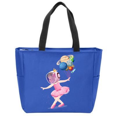 Cute Ballerina Space Astronaut Graphic Art Gift Zip Tote Bag