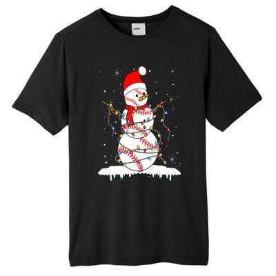 Christmas Baseball Snowman Santa Xmas Lights Tall Fusion ChromaSoft Performance T-Shirt