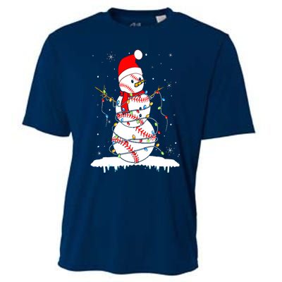 Christmas Baseball Snowman Santa Xmas Lights Cooling Performance Crew T-Shirt