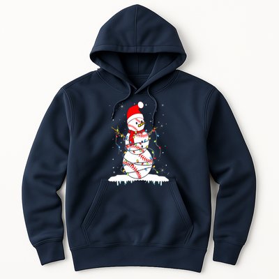 Christmas Baseball Snowman Santa Xmas Lights Hoodie