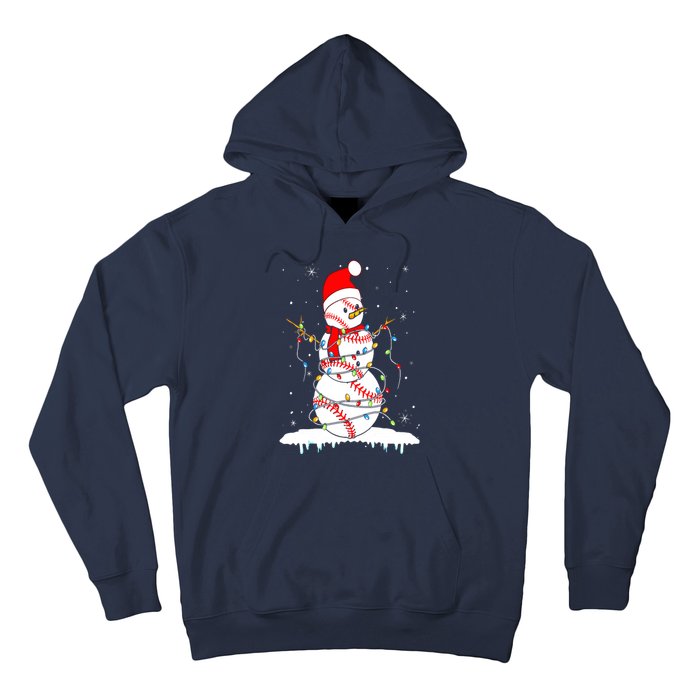 Christmas Baseball Snowman Santa Xmas Lights Hoodie