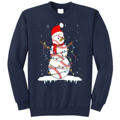 Christmas Baseball Snowman Santa Xmas Lights Sweatshirt