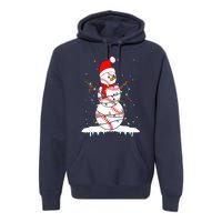 Christmas Baseball Snowman Santa Xmas Lights Premium Hoodie