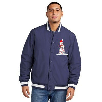 Christmas Baseball Snowman Santa Xmas Lights Insulated Varsity Jacket