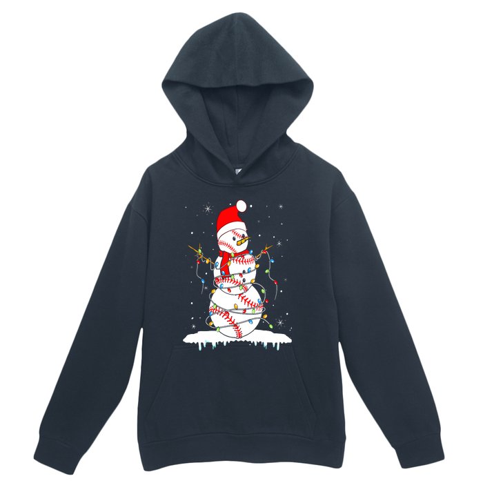 Christmas Baseball Snowman Santa Xmas Lights Urban Pullover Hoodie