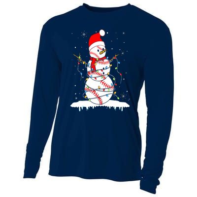 Christmas Baseball Snowman Santa Xmas Lights Cooling Performance Long Sleeve Crew