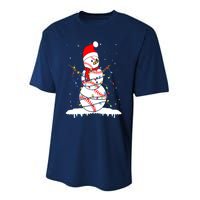 Christmas Baseball Snowman Santa Xmas Lights Performance Sprint T-Shirt