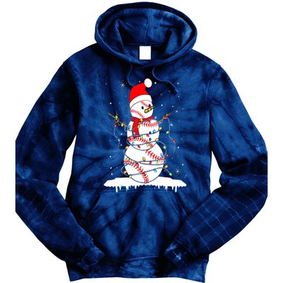 Christmas Baseball Snowman Santa Xmas Lights Tie Dye Hoodie