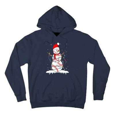 Christmas Baseball Snowman Santa Xmas Lights Tall Hoodie