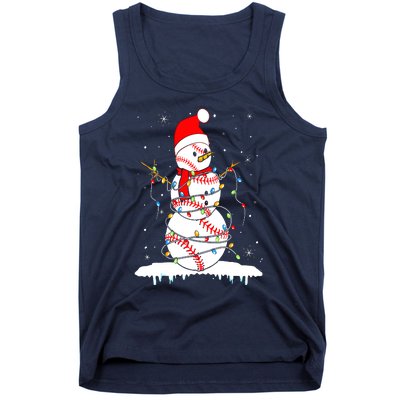 Christmas Baseball Snowman Santa Xmas Lights Tank Top