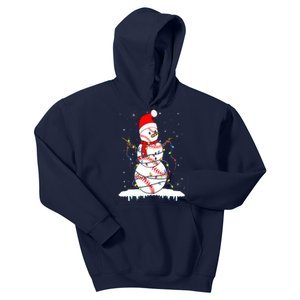 Christmas Baseball Snowman Santa Xmas Lights Kids Hoodie