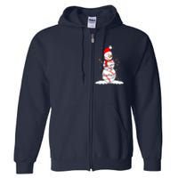 Christmas Baseball Snowman Santa Xmas Lights Full Zip Hoodie