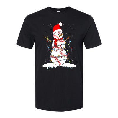 Christmas Baseball Snowman Santa Xmas Lights Softstyle CVC T-Shirt