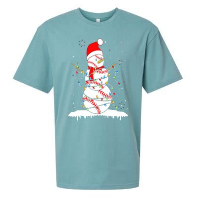 Christmas Baseball Snowman Santa Xmas Lights Sueded Cloud Jersey T-Shirt