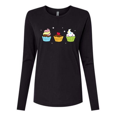 Cupcakes Baking Sweet Cupcakes Sweet Cupcake Baking Womens Cotton Relaxed Long Sleeve T-Shirt