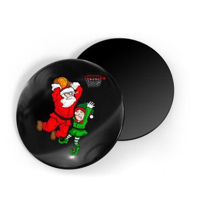 Christmas Basketball Santa Claus Slam Dunk Elf Funny Humor  Magnet