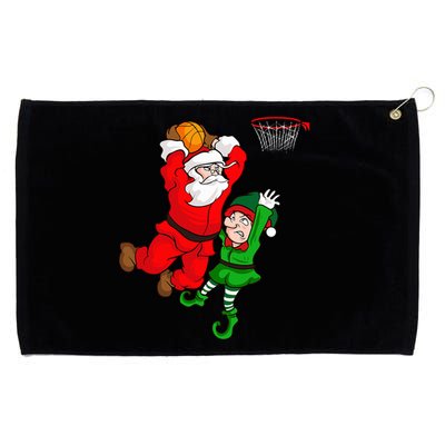 Christmas Basketball Santa Claus Slam Dunk Elf Funny Humor  Grommeted Golf Towel