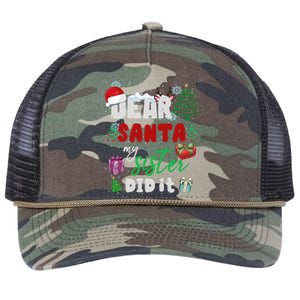 Christmas Big Sister Christmas Dear Santa My Sister Did It Gift Retro Rope Trucker Hat Cap