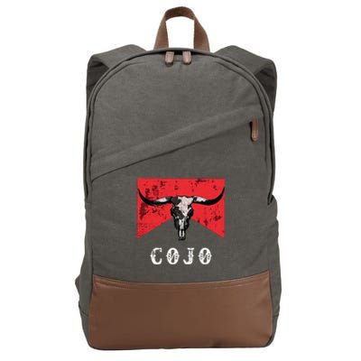 C.O.J.O Bull Skull Music Country 70s Cowboys Boots Cotton Canvas Backpack