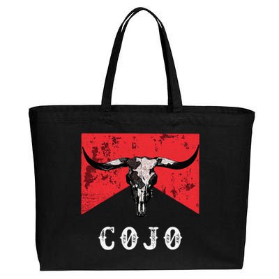 C.O.J.O Bull Skull Music Country 70s Cowboys Boots Cotton Canvas Jumbo Tote