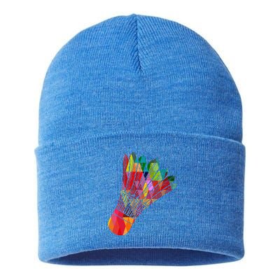 Colorful Badminton Shuttlecock Smash Athlete Player Coach Funny Gift Sustainable Knit Beanie