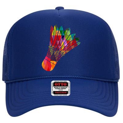 Colorful Badminton Shuttlecock Smash Athlete Player Coach Funny Gift High Crown Mesh Back Trucker Hat