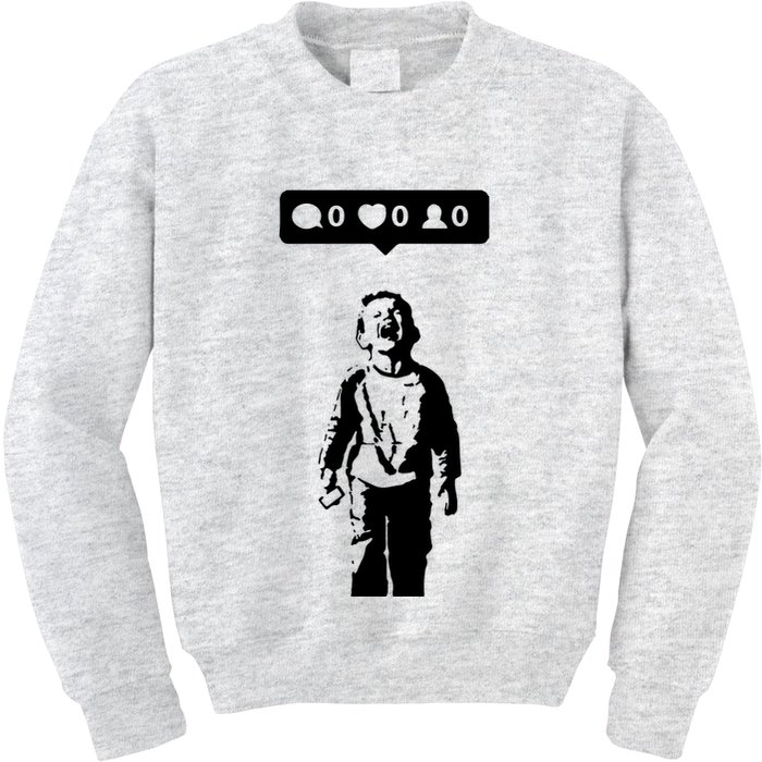 Crying Boy Social Media Attention Kids Sweatshirt