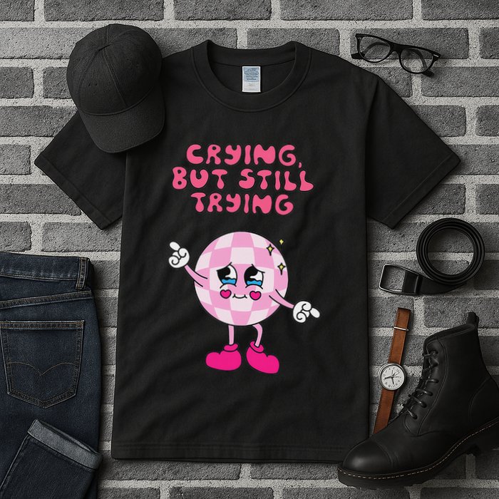 Crying But Still Trying Apparel Tall T-Shirt