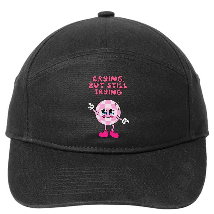Crying But Still Trying Apparel 7-Panel Snapback Hat