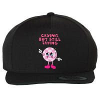 Crying But Still Trying Apparel Wool Snapback Cap