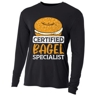 Certified Bagel Specialist Foodie Bread Lover Bakery Food Gift Cooling Performance Long Sleeve Crew